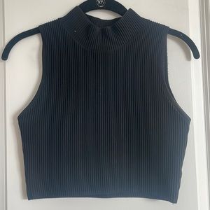 white fox boutique black ribbed sleeveless crop top